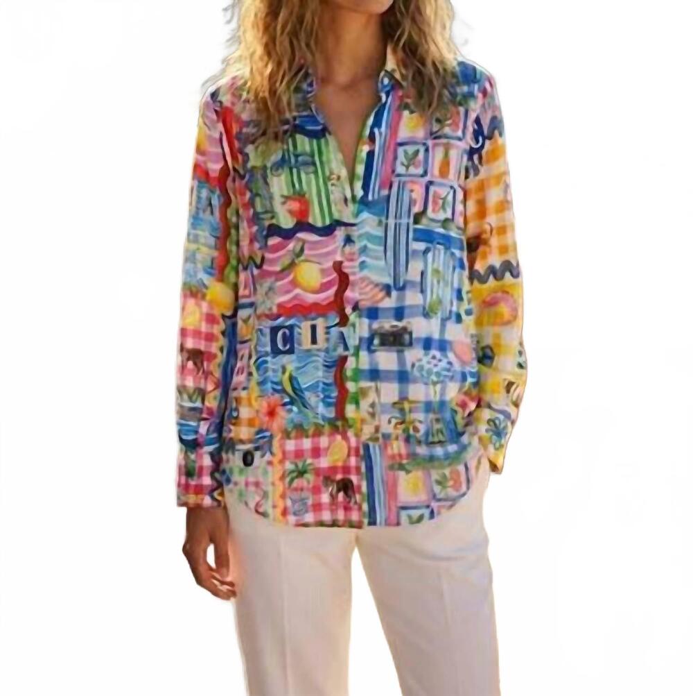 NEW VILAGALLO malfalda button-front blouse in multicolor